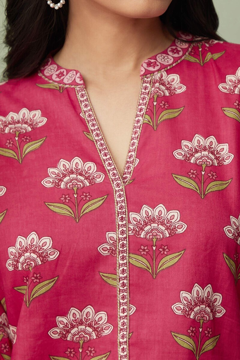 Pink Hand Printed Cotton Loungewear Set