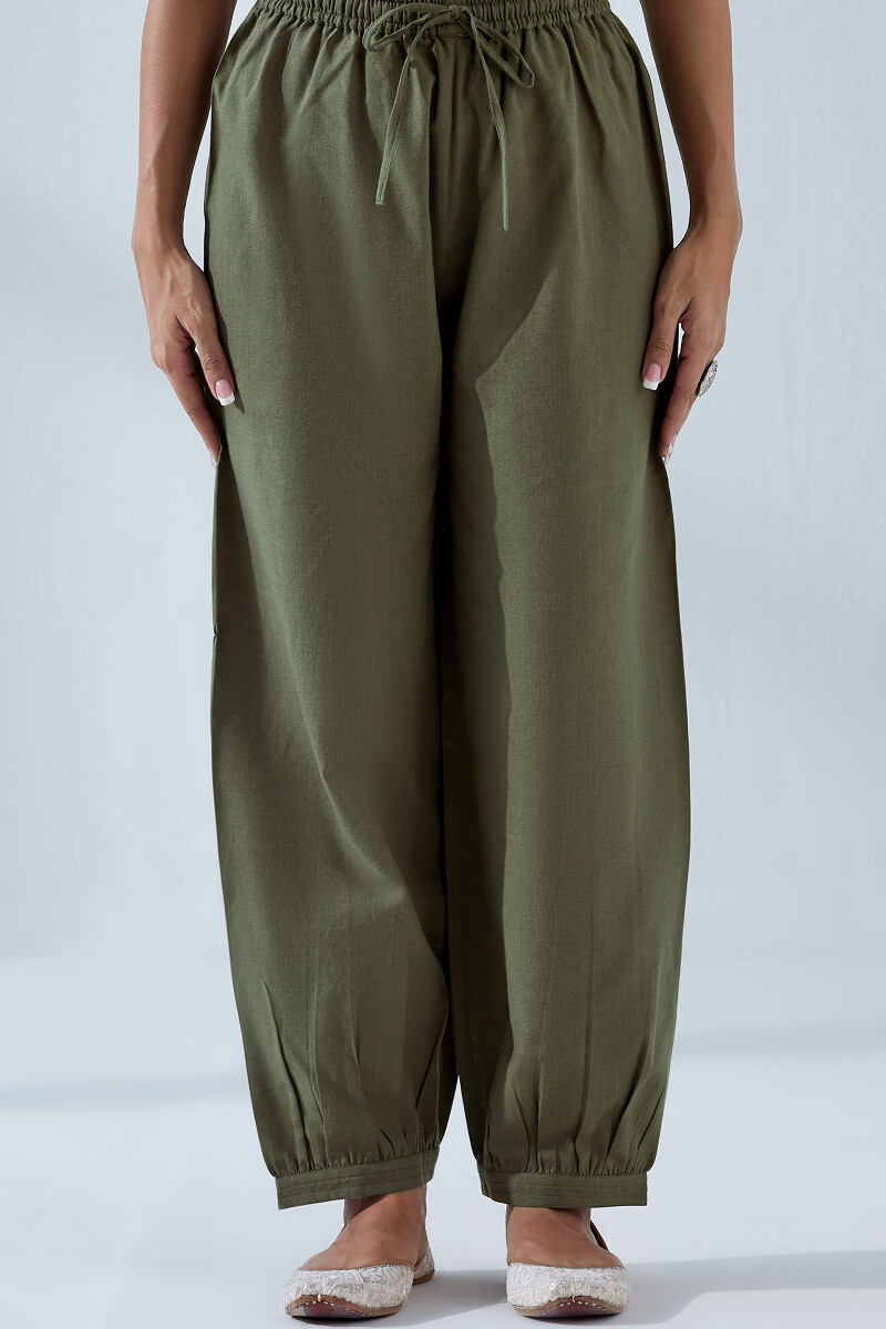 Green Handcrafted Handloom Izhaar Pants