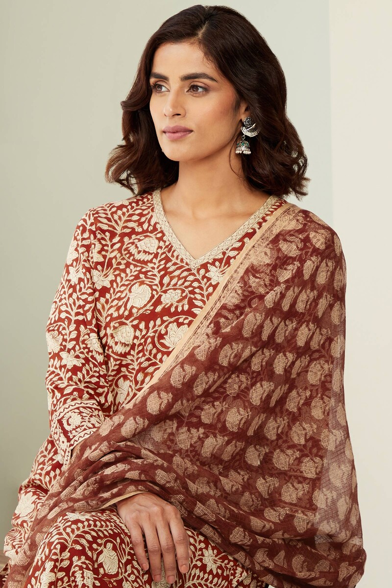 Bagru Hand Block-Printed Kota Dupatta