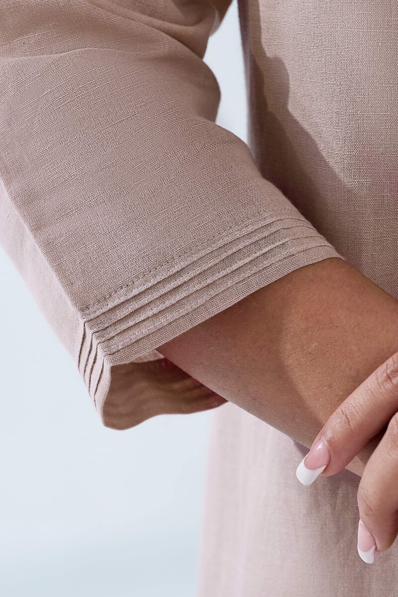 Pink Handcrafted Straight Cotton Linen Kurta