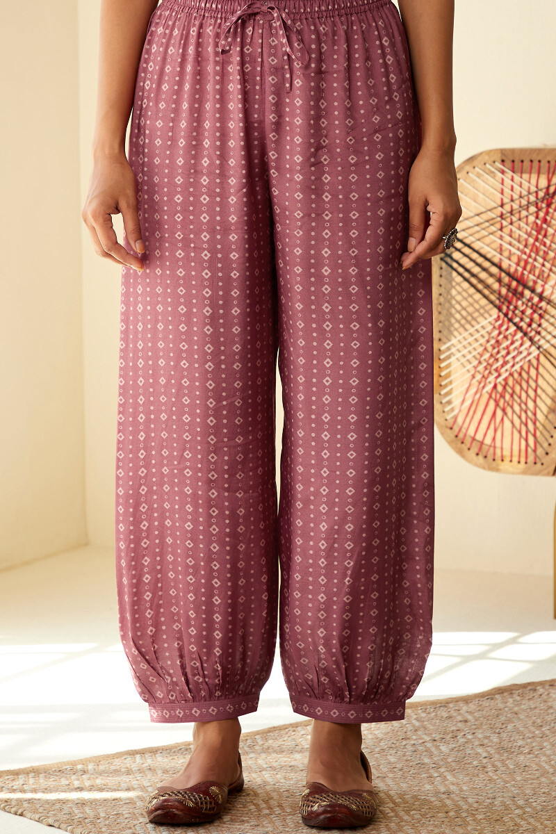 Pink Printed Viscose Izhaar Pants