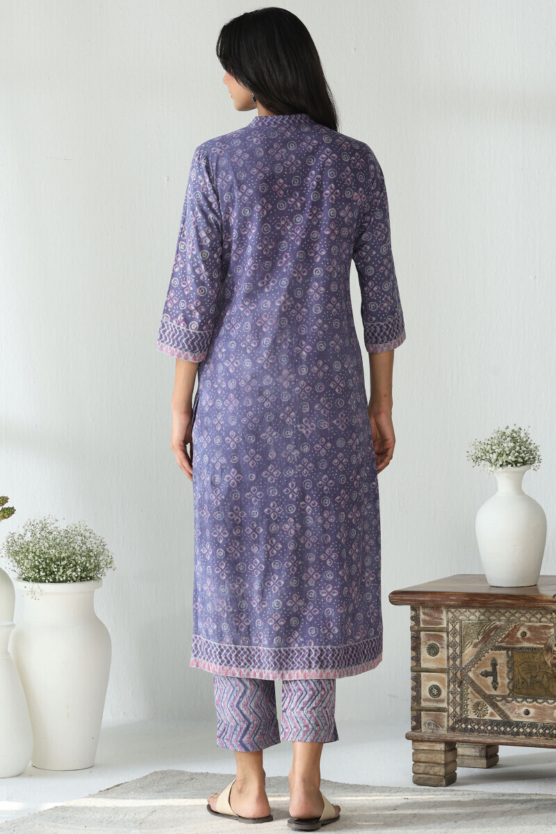 Akola Hand Block-Printed Straight Cotton Kurta