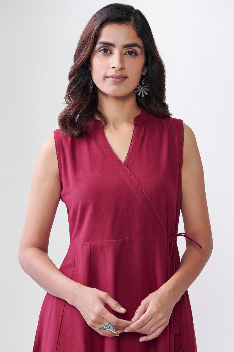 Maroon Handcrafted Cotton Dress