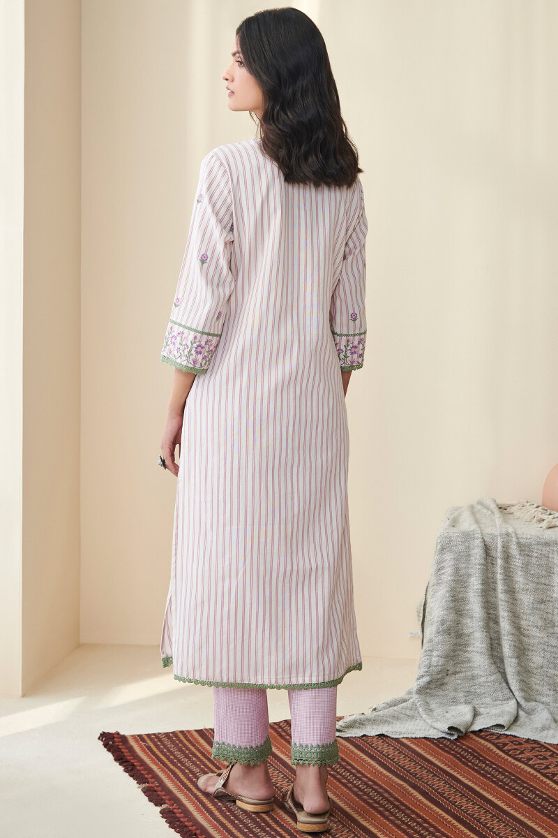 Off-White Handcrafted Straight Cotton Kurta