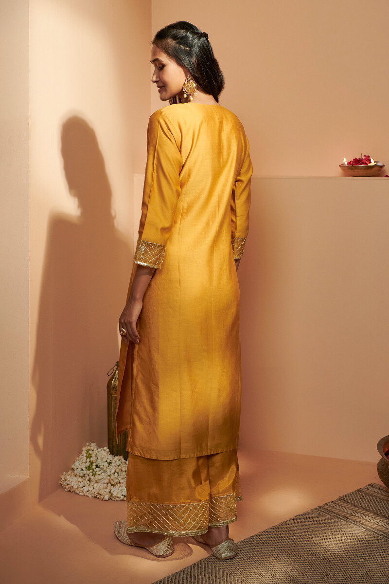 Mustard Handcrafted Chanderi Kurta