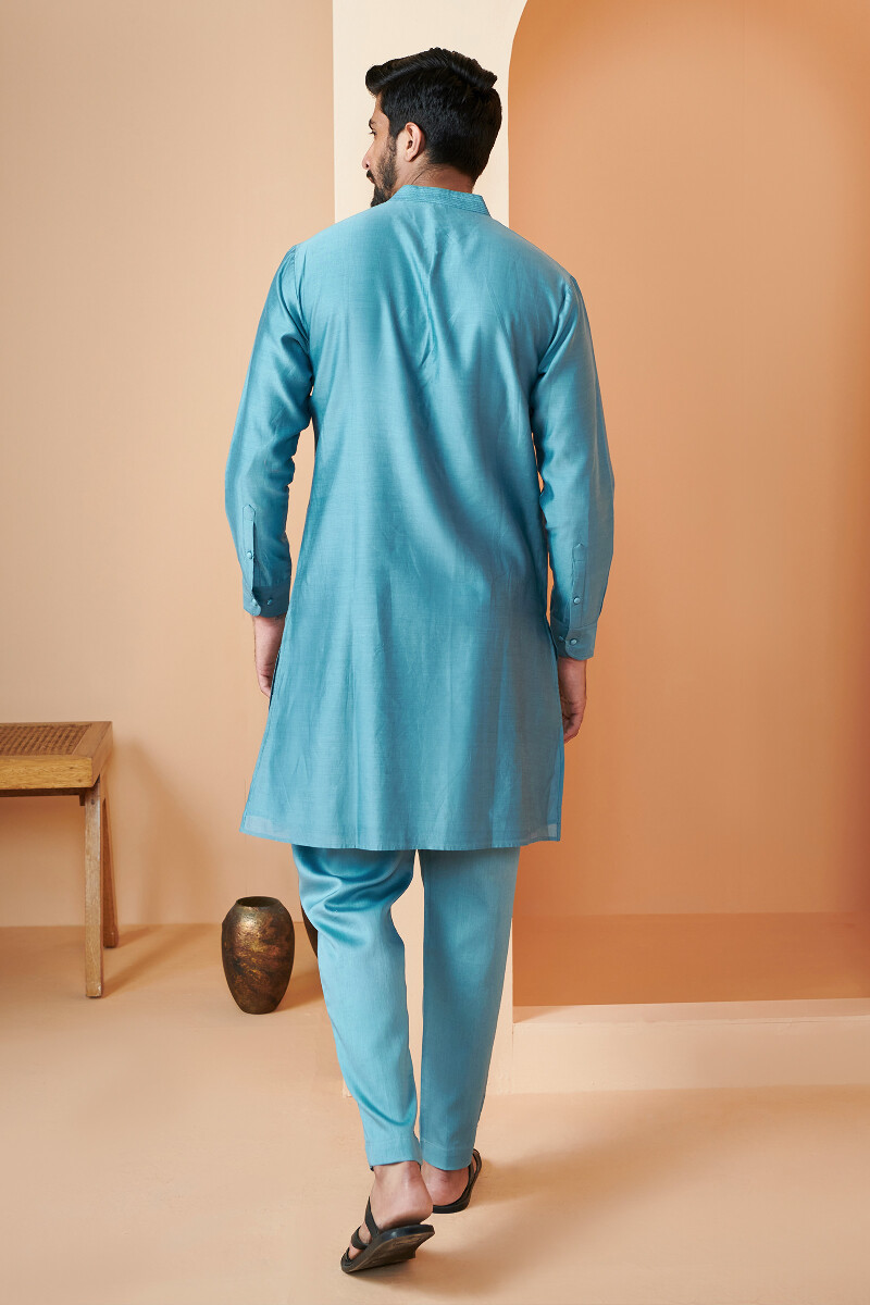 Blue Handcrafted Chanderi Kurta
