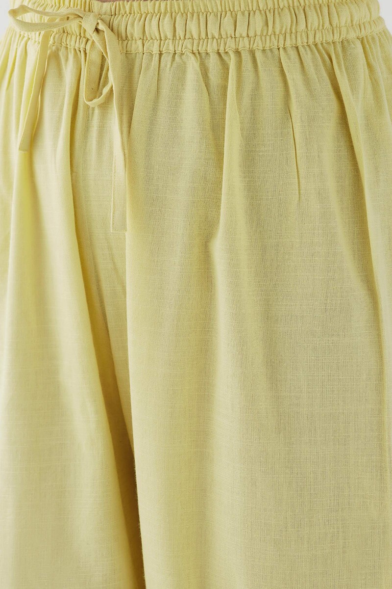 Yellow Handcrafted Rayon Slub Izhaar Pants