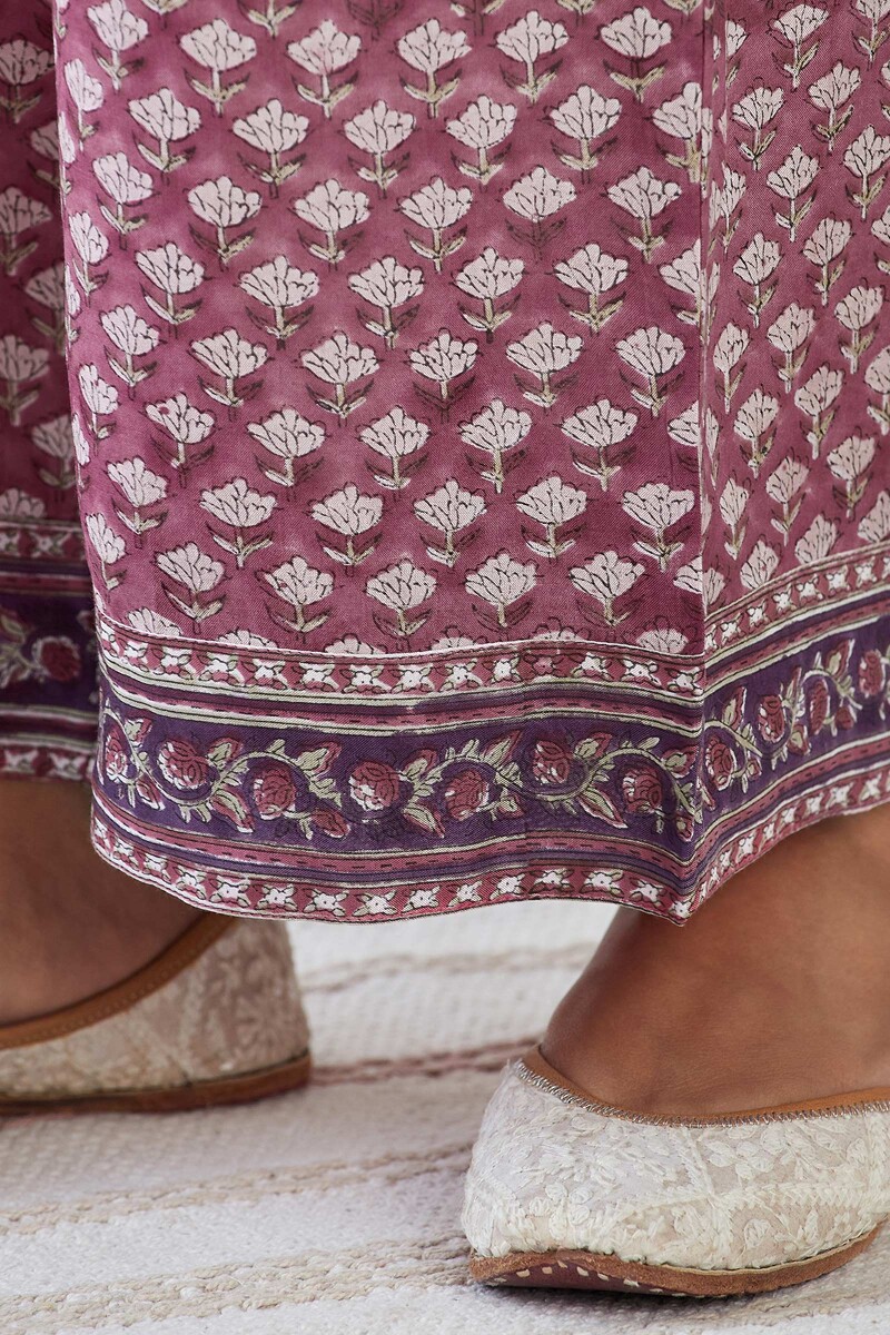 Pink Hand Block Printed Modal Farsi