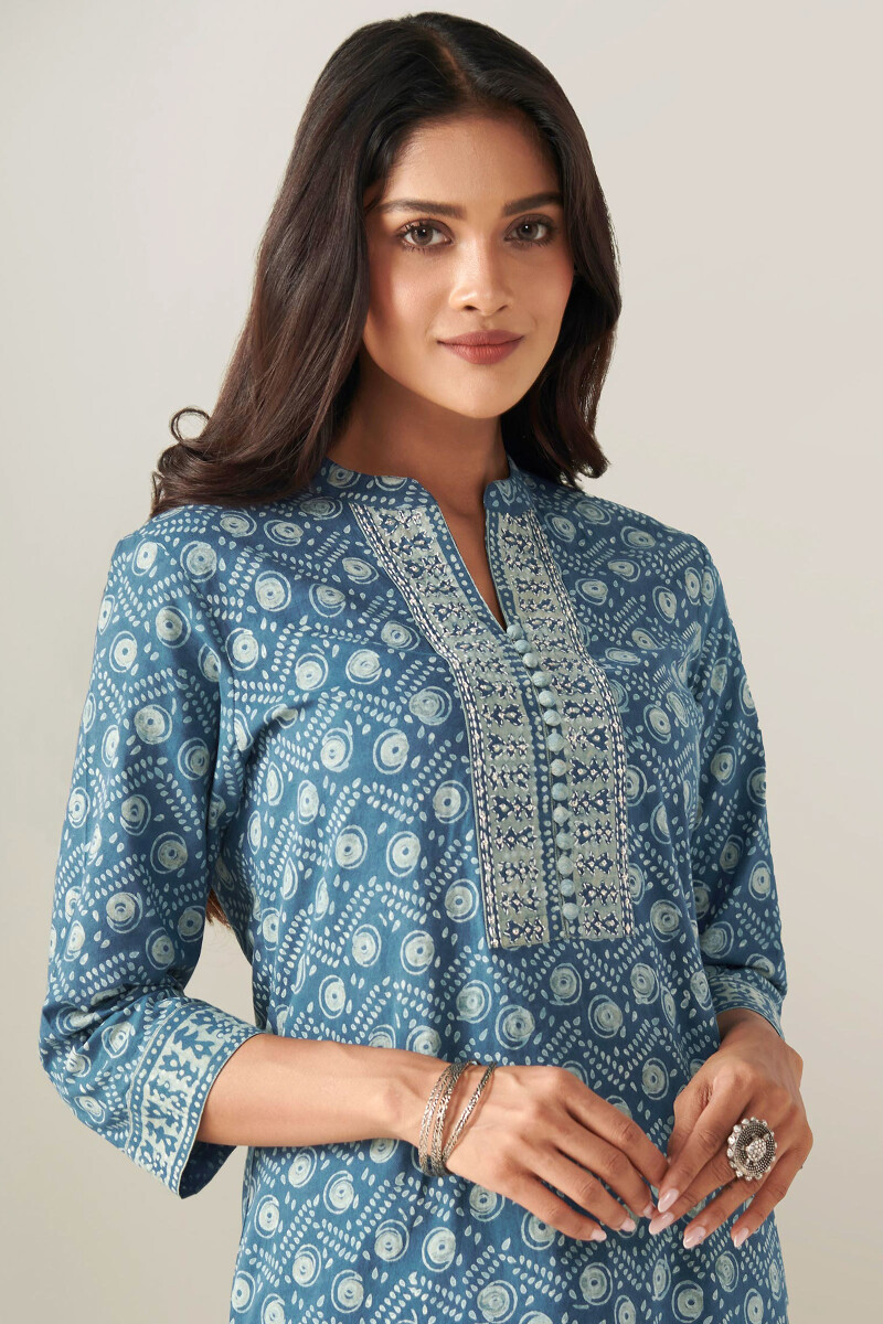 Akola Hand Block Printed Straight Cotton Kurta