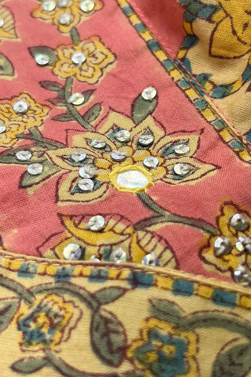 Peach Hand Block Printed Straight Cotton Kurta