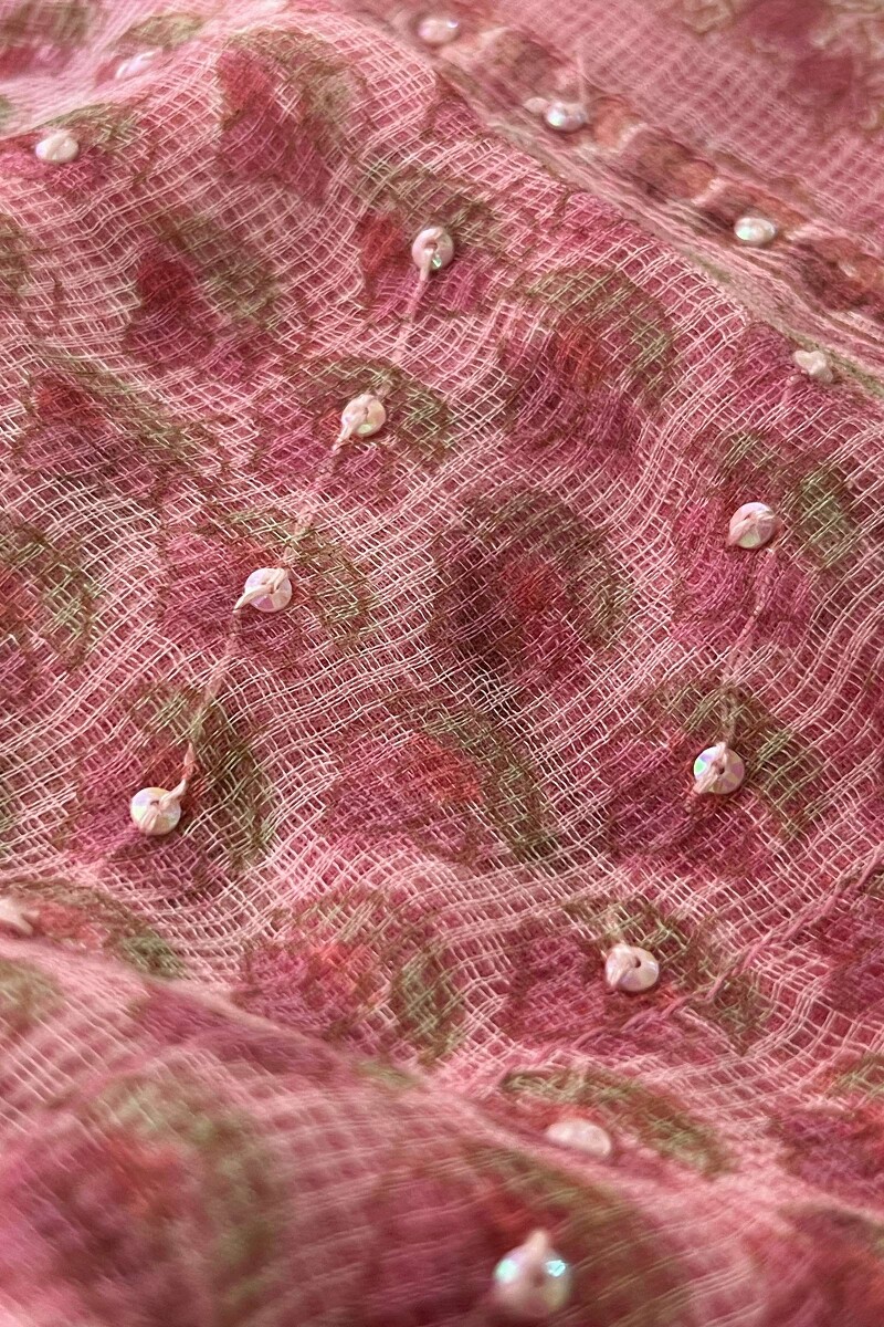 Pink Hand Block-Printed Straight Kota Kurta