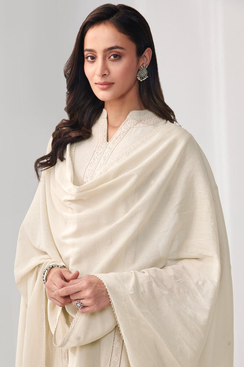 Beige Handcrafted Cotton Dupatta