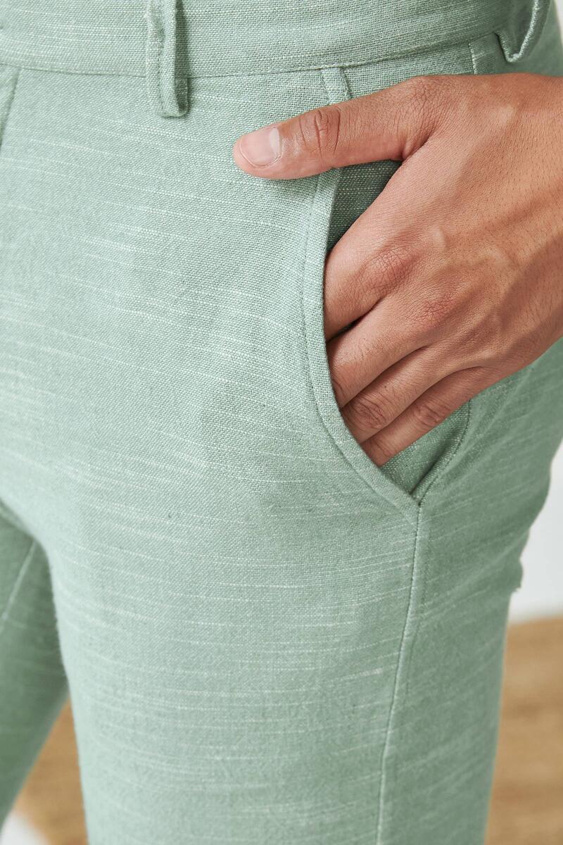 Green Handcrafted Cotton Pants
