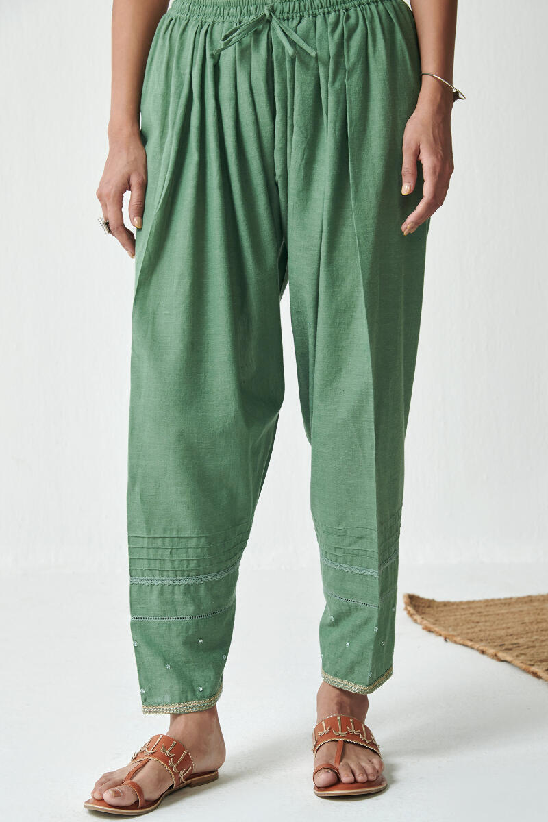 Green Handcrafted Cotton Salwar