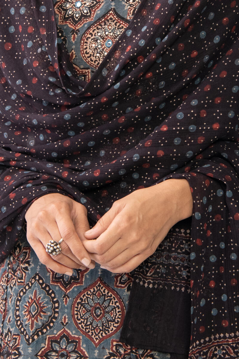 Ajrak Hand Block Printed Cotton Dupatta