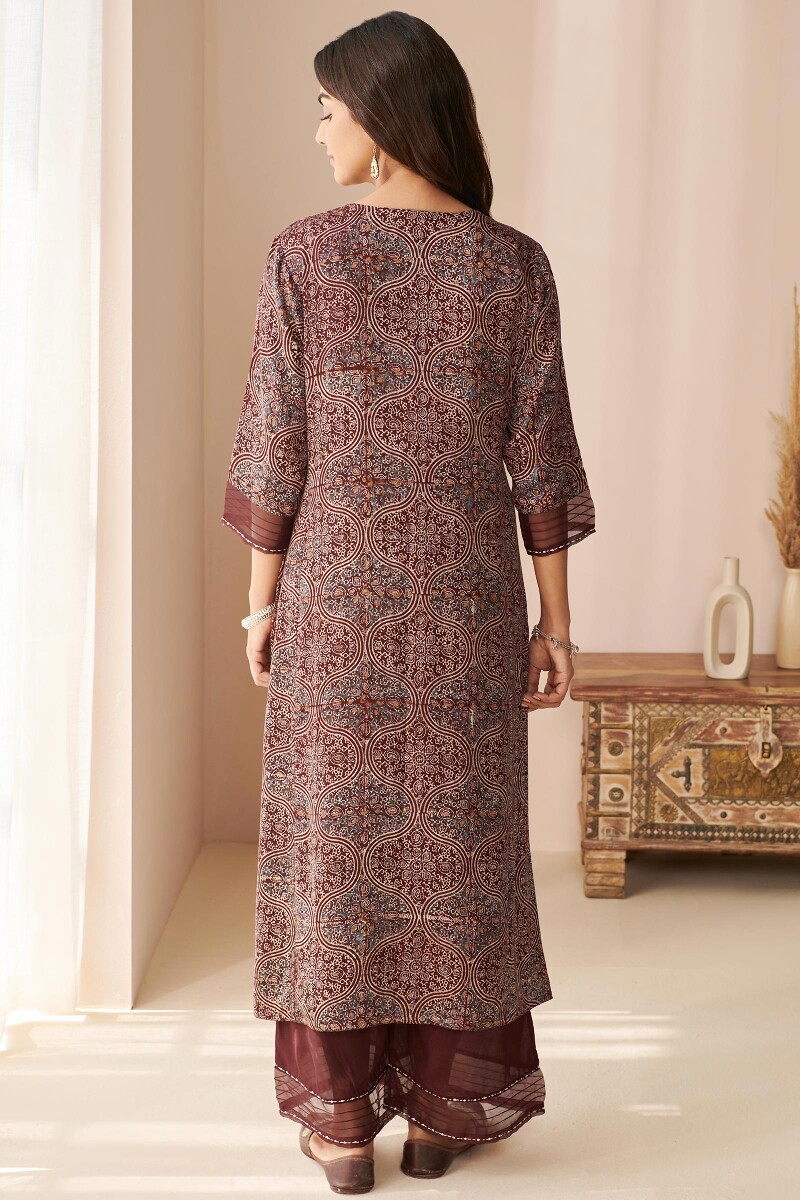 Ajrak Hand Block-Printed Straight Modal Kurta