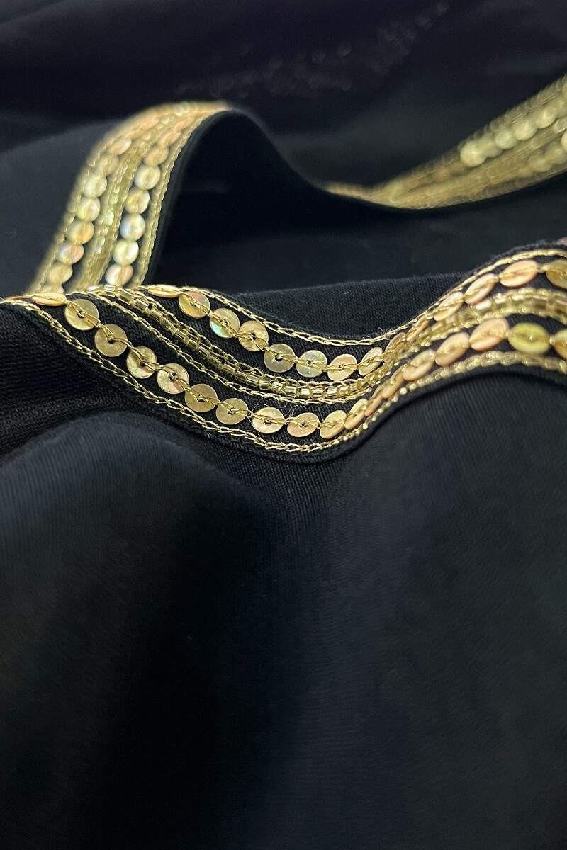 Black Handcrafted Straight Chanderi Kurta