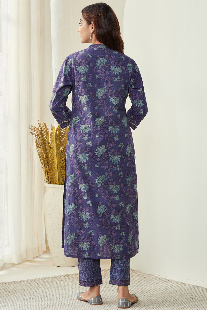 Akola Hand Block-Printed Straight Cotton Kurta