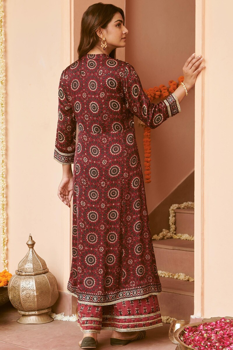 Ajrak Hand Block-Printed A-Line Modal Kurta