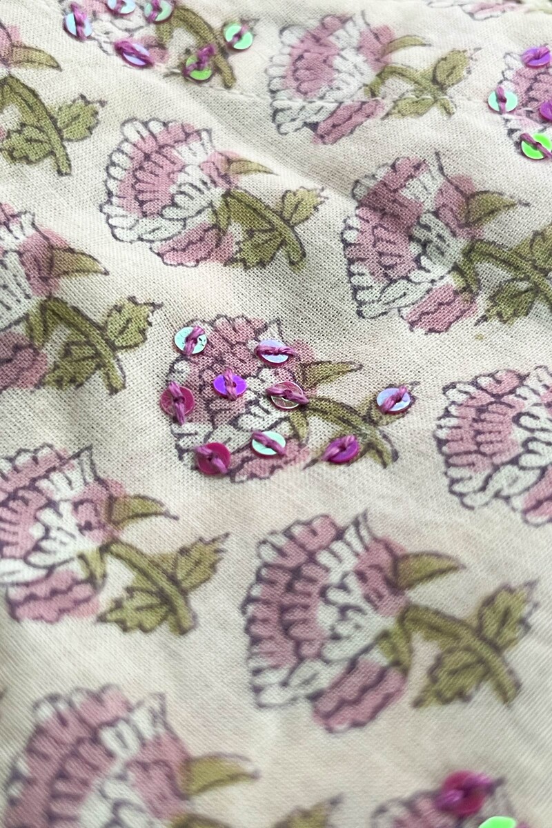 Purple Hand Block-Printed Straight Cotton Kurta
