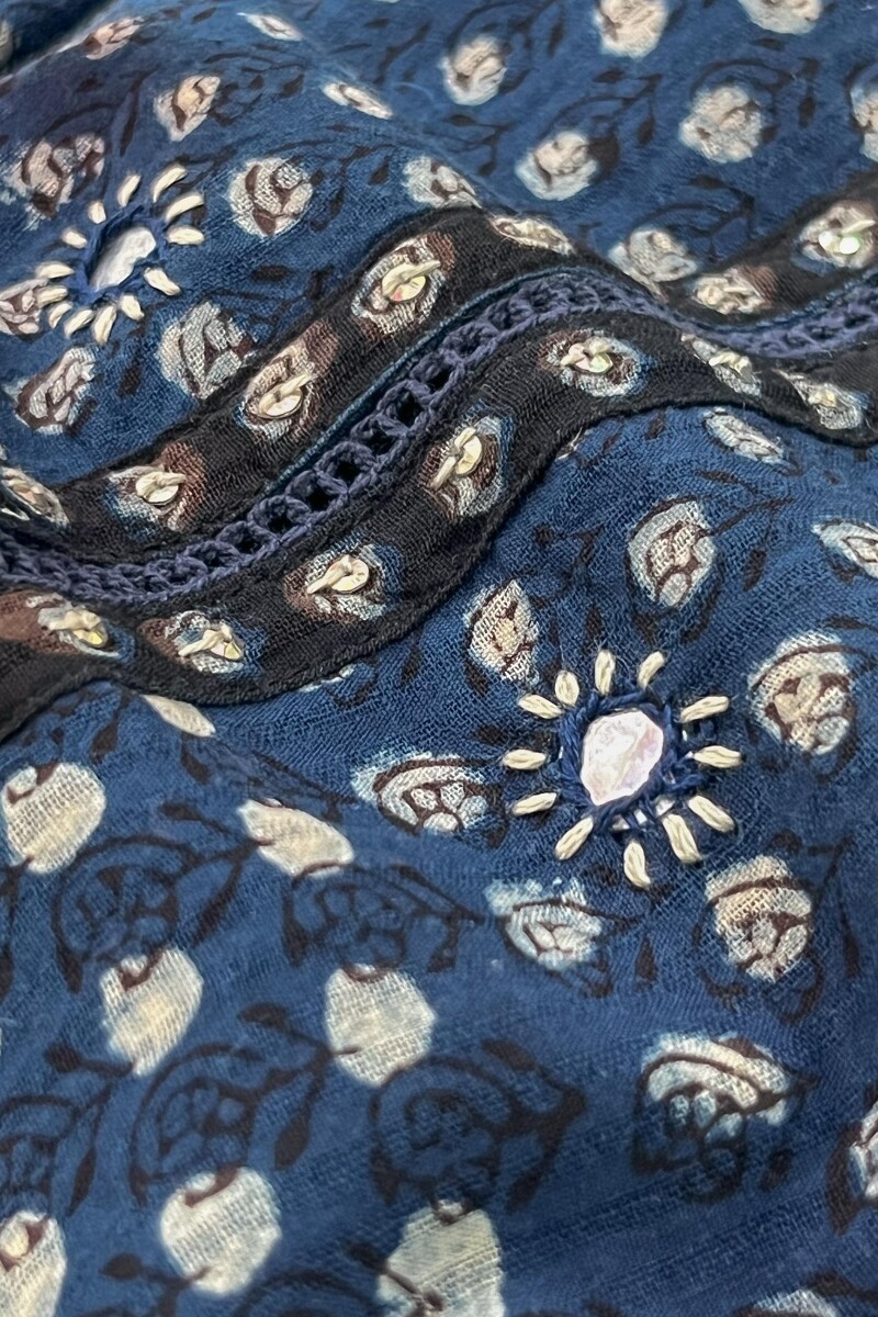 Bagru Hand Block-Printed Straight Cotton Dobby Kurta