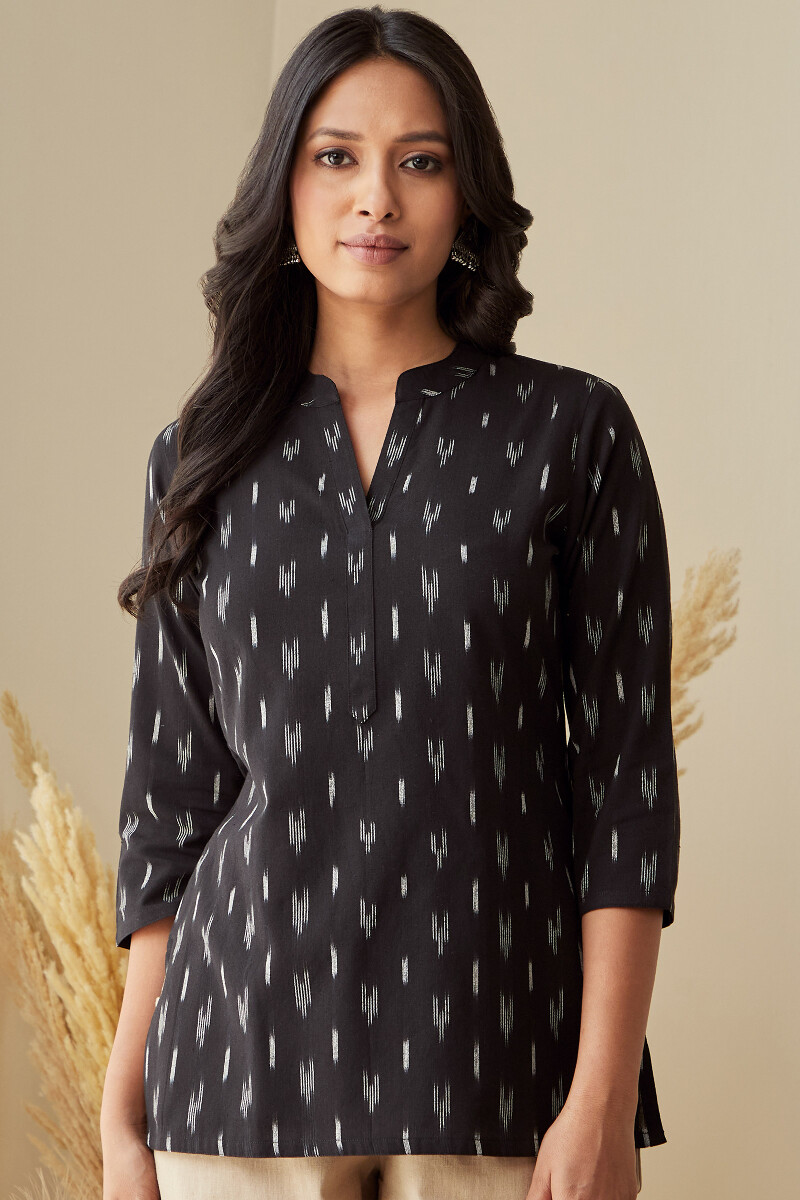 Black Handcrafted Cotton Polyester Top