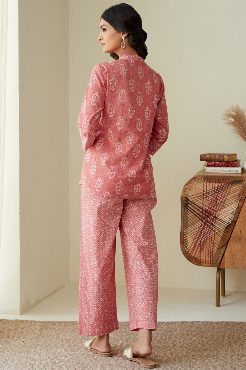 Pink Hand Printed Cotton Loungewear Set