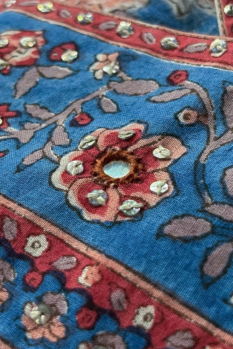 Blue Hand Block-Printed Straight Cotton Kurta