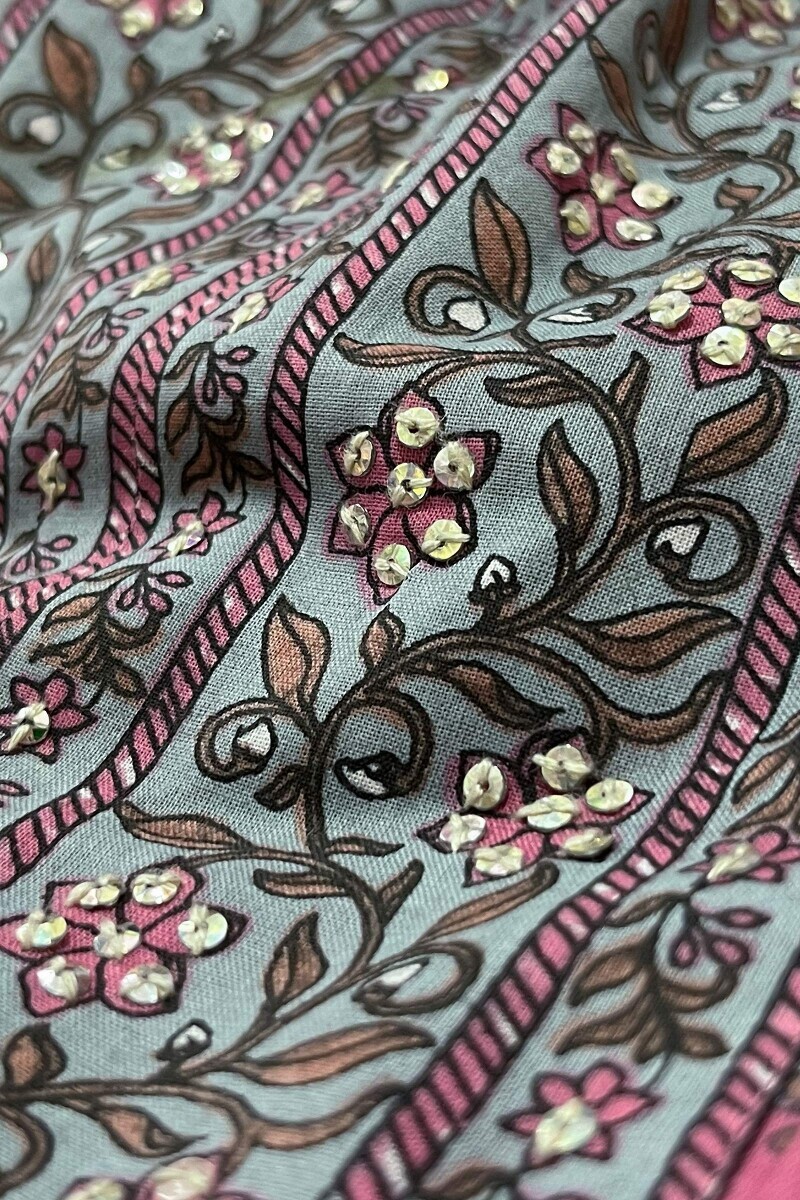 Pink Hand Printed Straight Cotton Kurta
