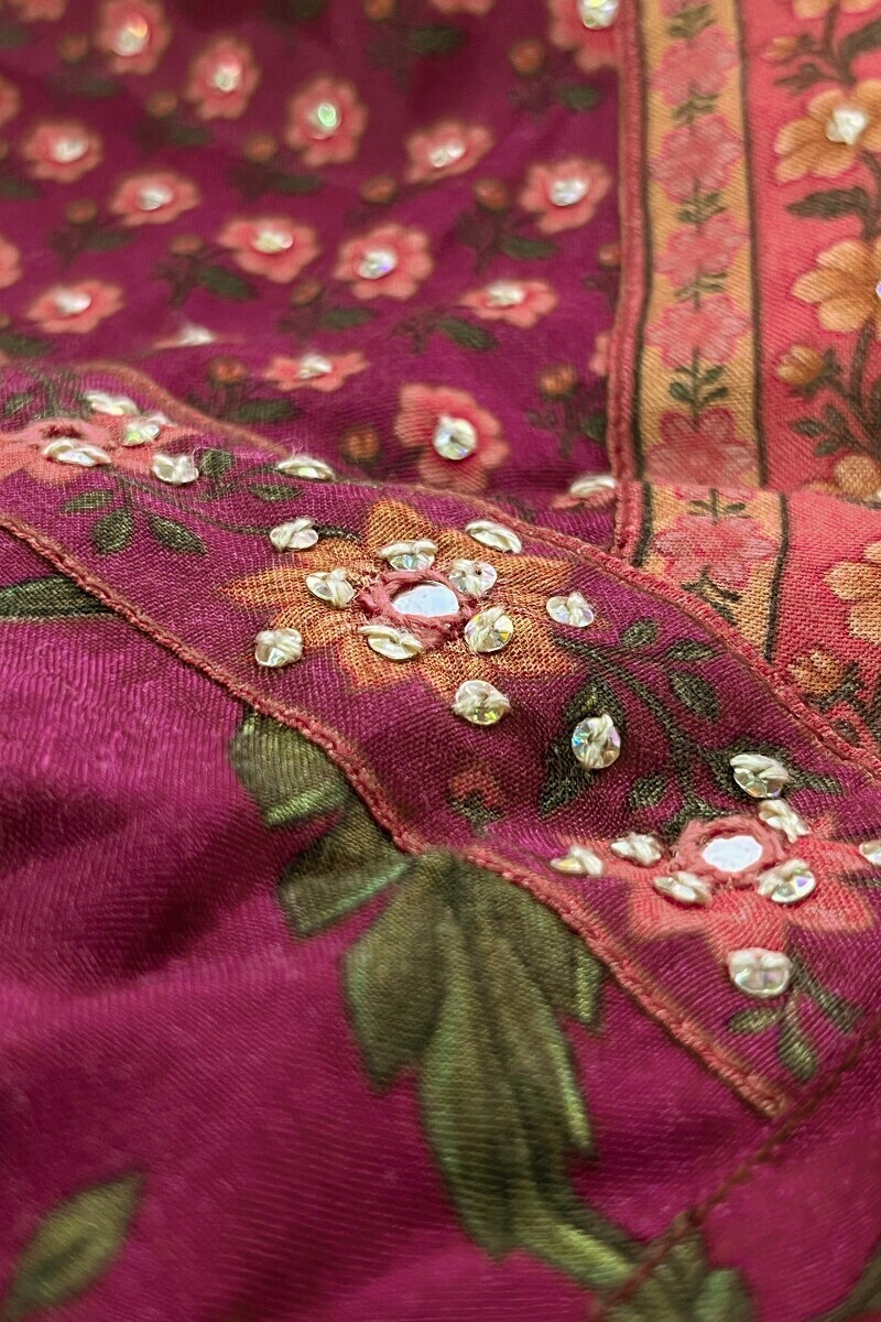 Purple Printed Straight Viscose Kurta
