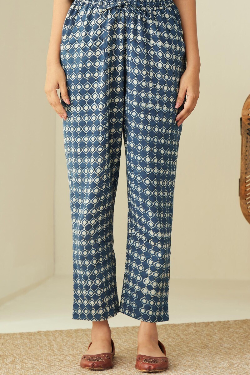 Bagru Hand Block-Printed Cotton Narrow Pants