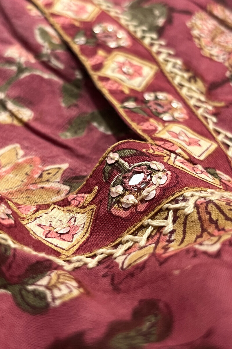 Pink Hand Block-Printed Straight Cotton Kurta