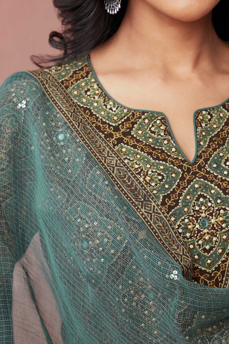 Green Handcrafted Kota Dupatta
