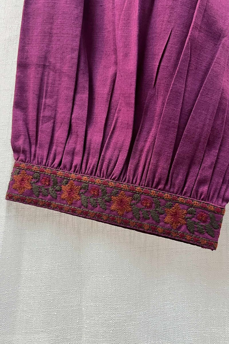 FG Specials: 1 of 1- Purple Handcrafted Viscose Kurta & Pants