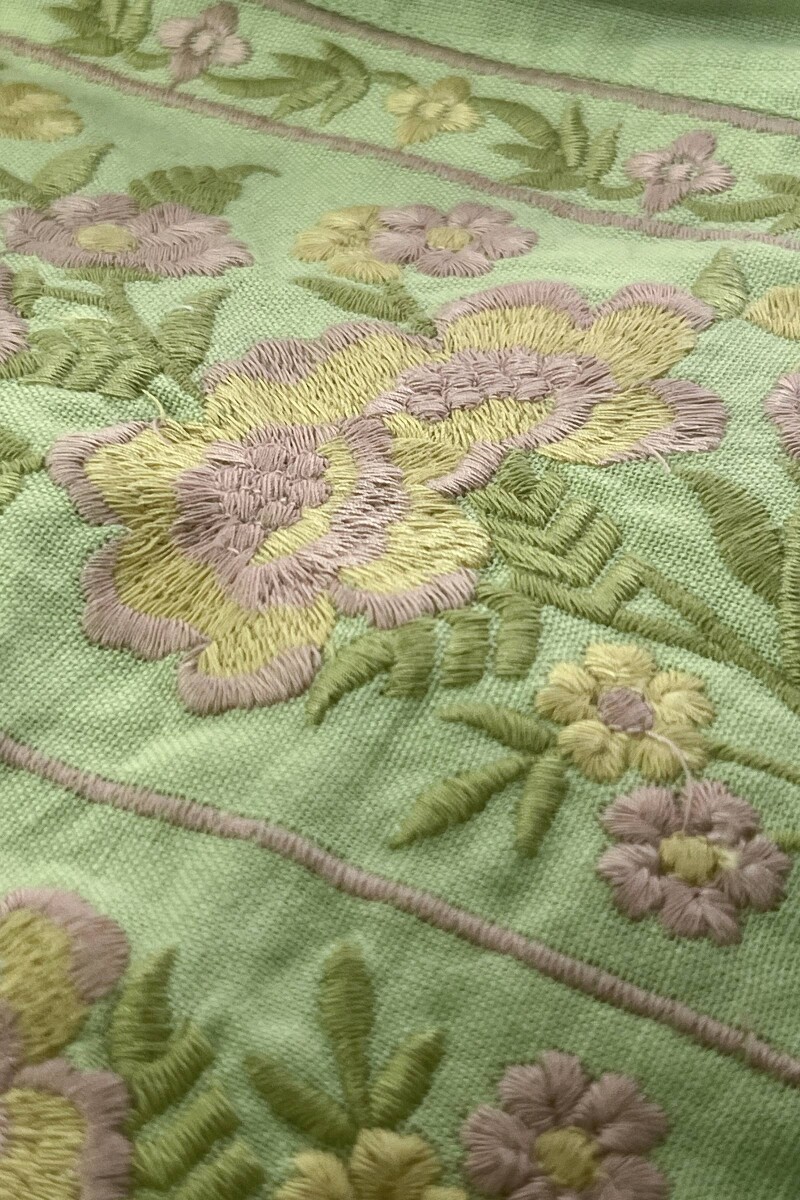 Green Handcrafted Straight Cotton Flax Kurta