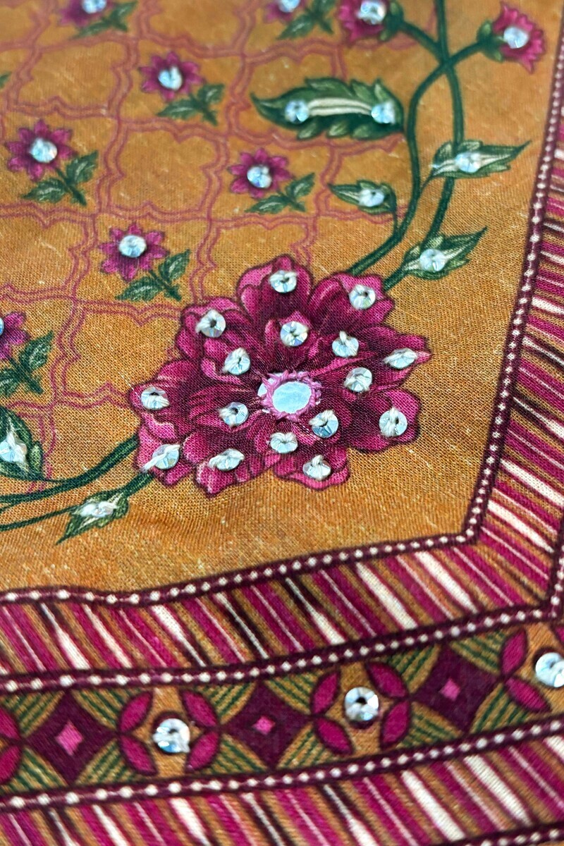 Mustard Printed Straight Cotton Kurta