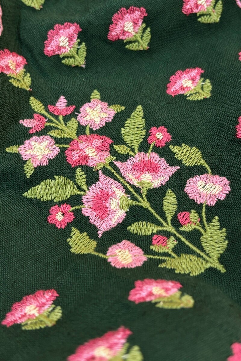 Green Handcrafted Straight Cotton Flax Kurta