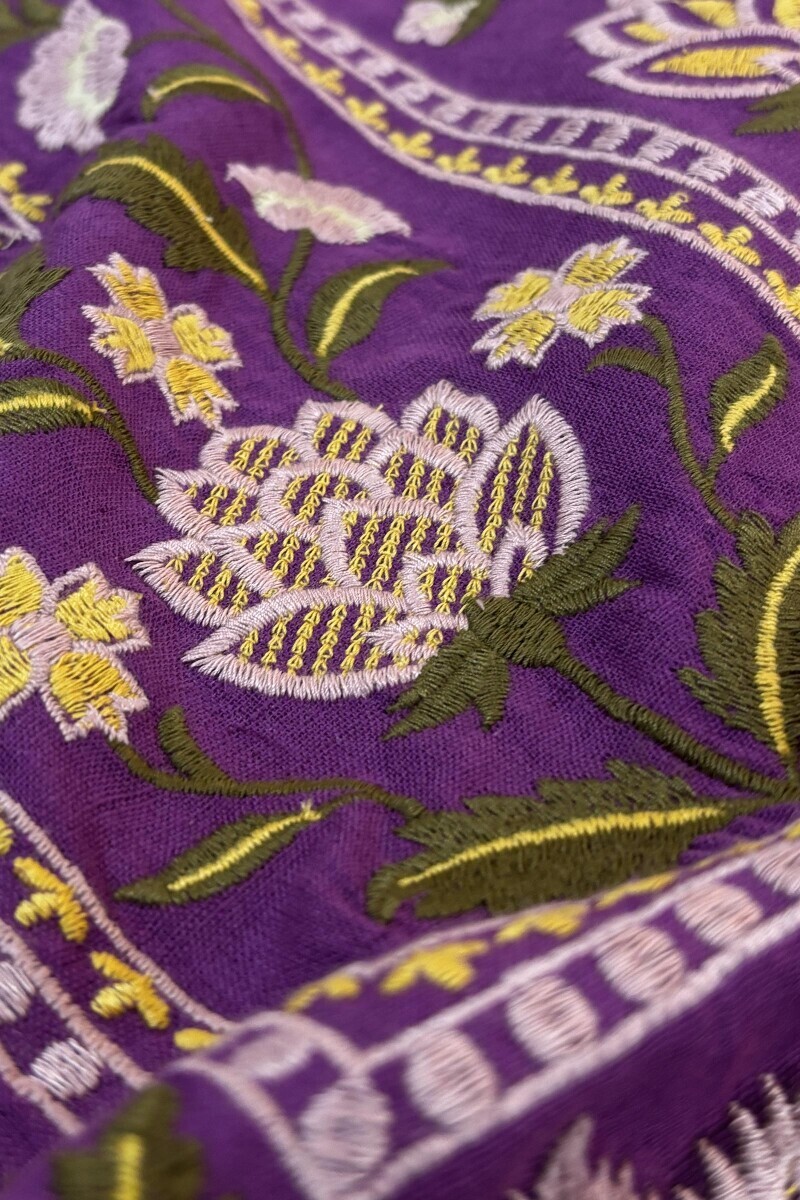 Purple Handcrafted Straight Cotton Flax Kurta