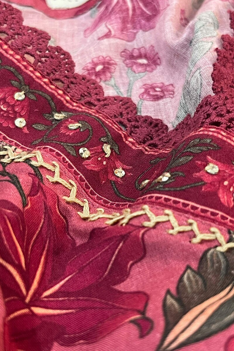 Pink Printed Straight Cotton Kurta