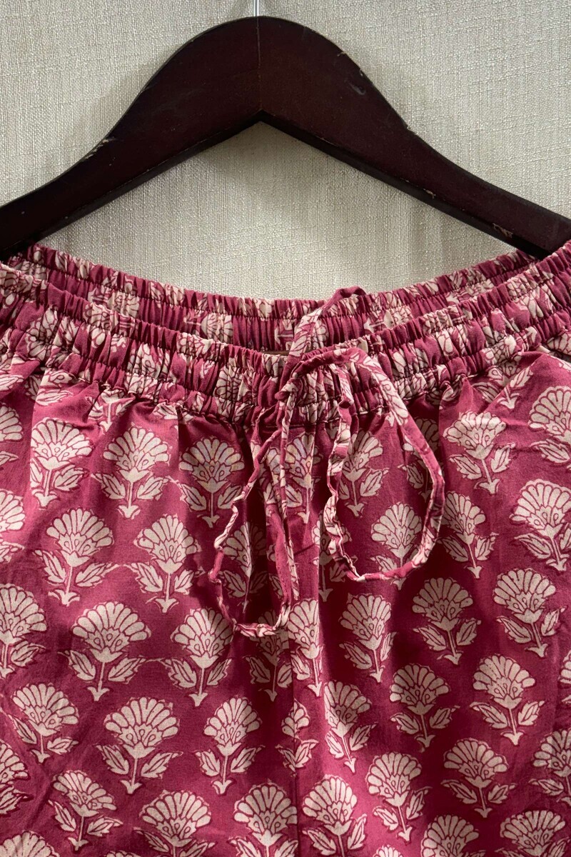 Pink Hand Printed Cotton Loungewear Set