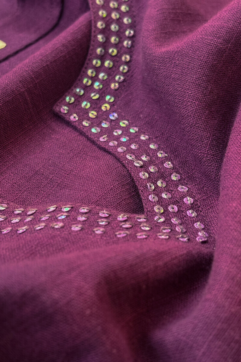 Purple Handcrafted Straight Gauze Slub Kurta