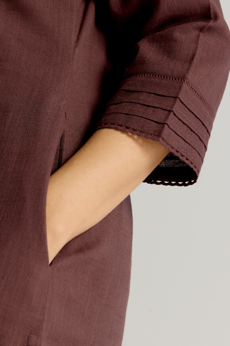 Brown Handcrafted Straight Gauze Slub Kurta