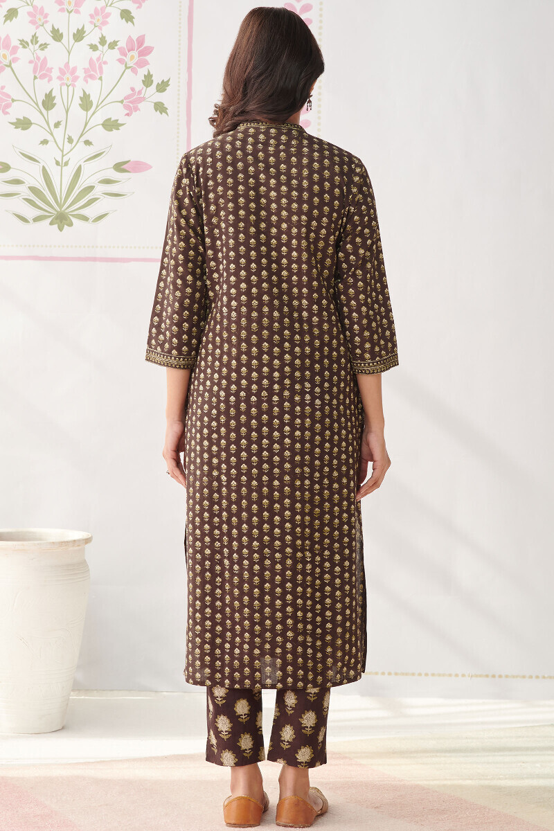 Bagru Hand Block-Printed Straight Cotton Kurta