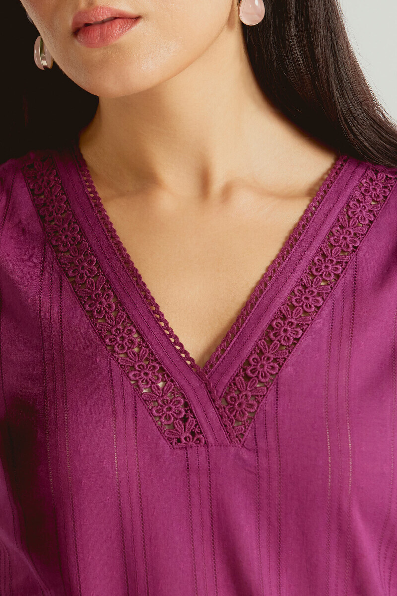 Pink Handcrafted Straight Cotton Dobby Kurta