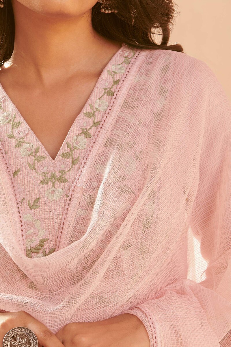 Pink Handcrafted Kota Dupatta