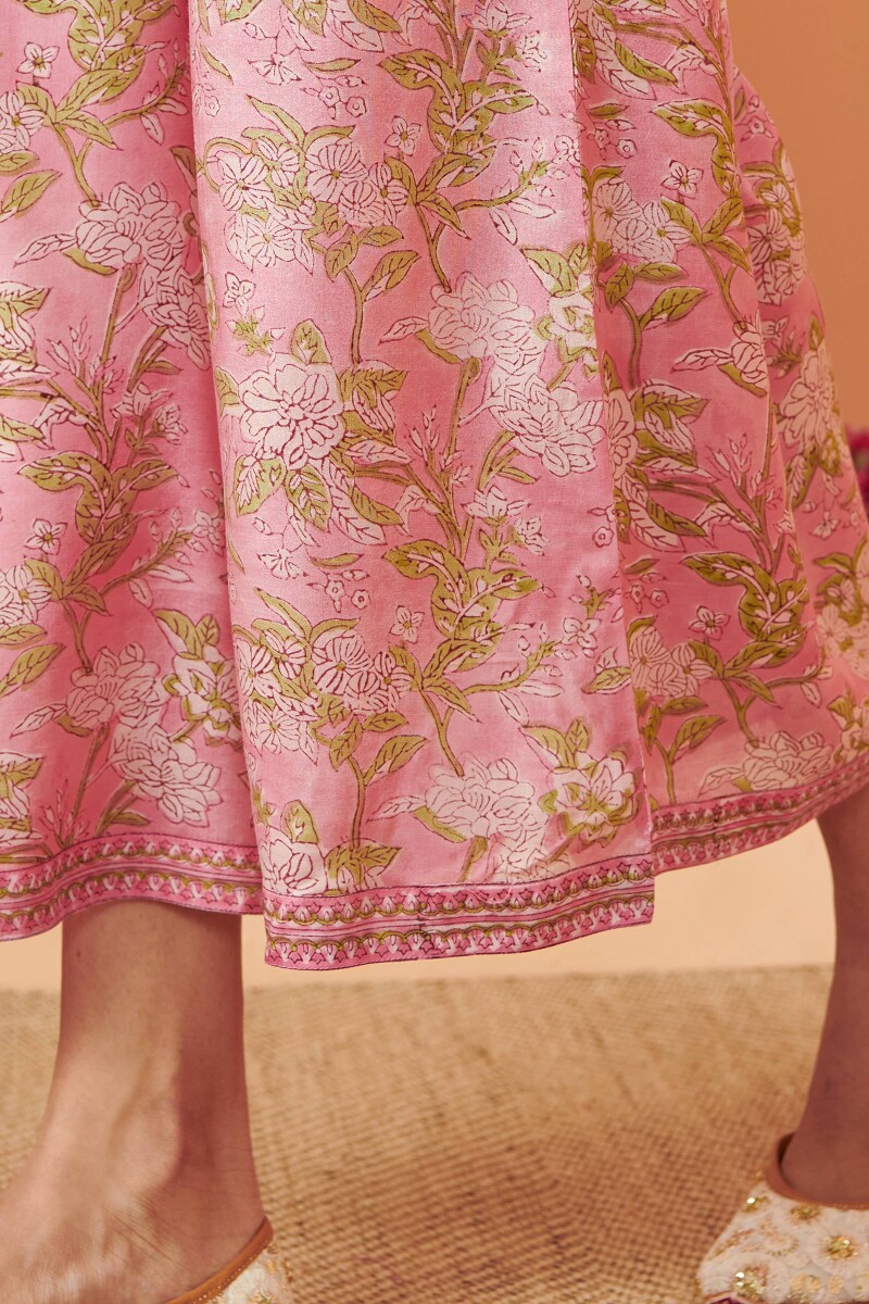 Pink Hand Block Printed Modal Palazzos