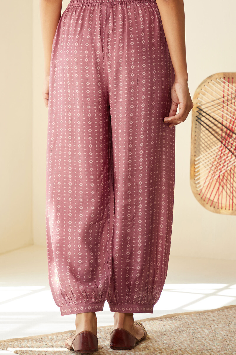 Pink Printed Viscose Izhaar Pants