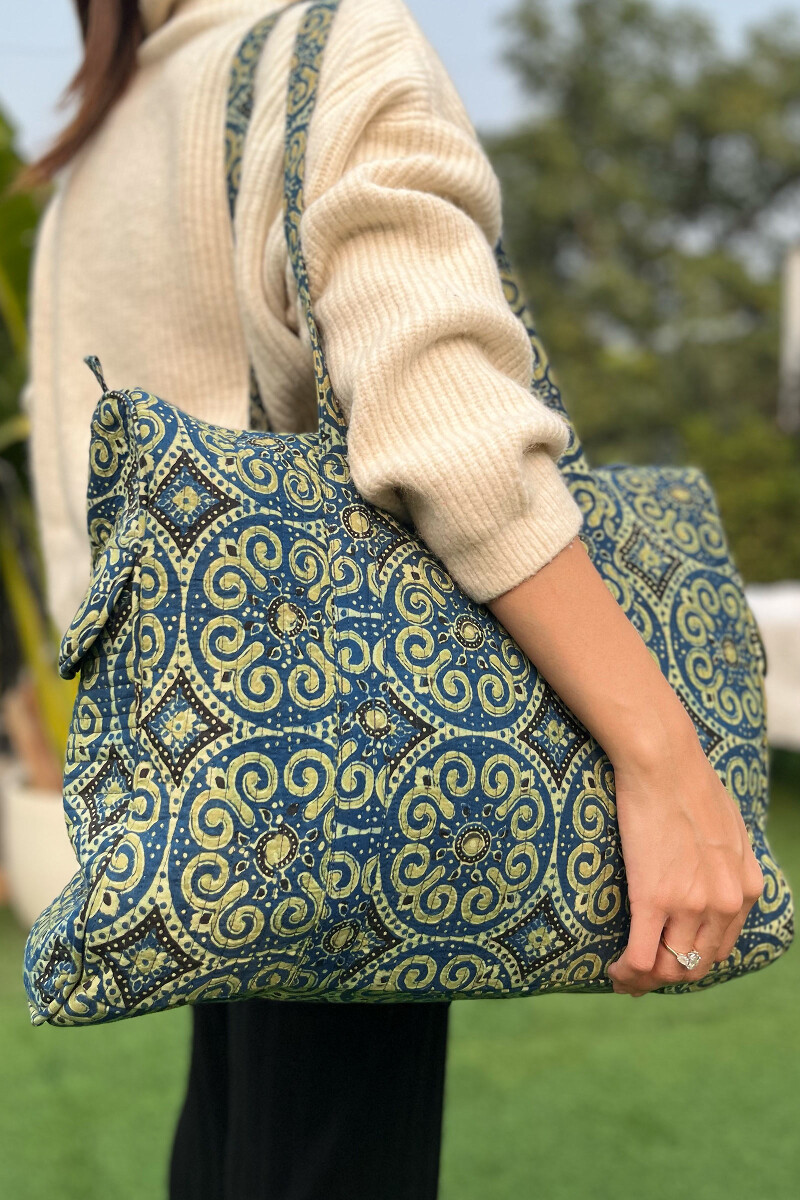 Ajrak Hand Block-Printed Cotton Duffel Bag