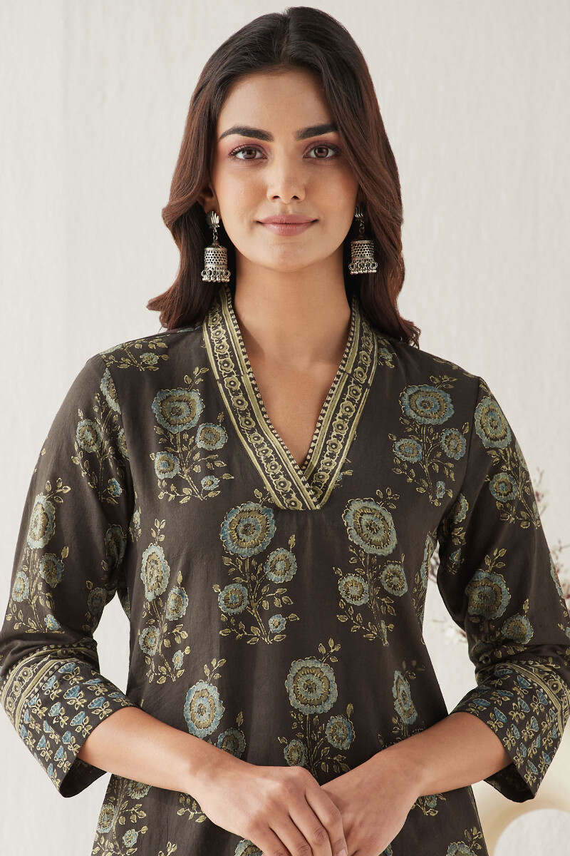 Ajrak Hand Block Printed Straight Cotton Kurta