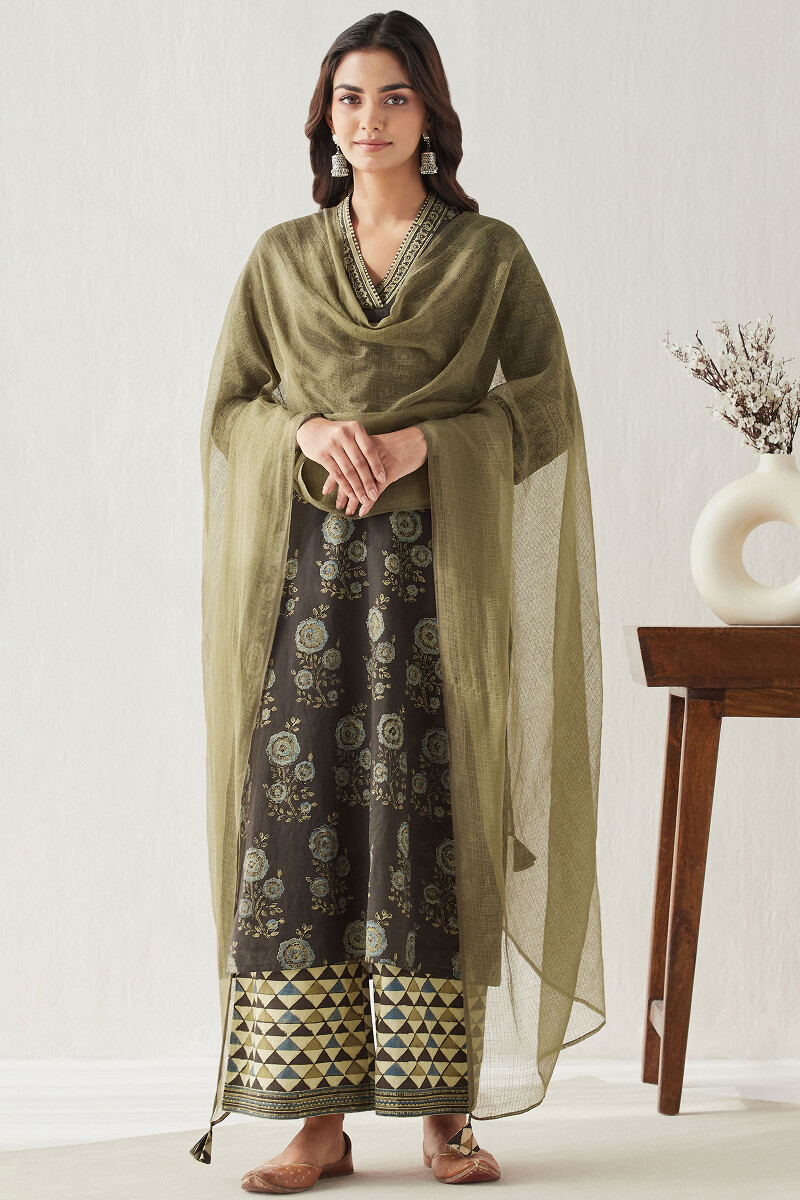 Green Handcrafted Kota Dupatta